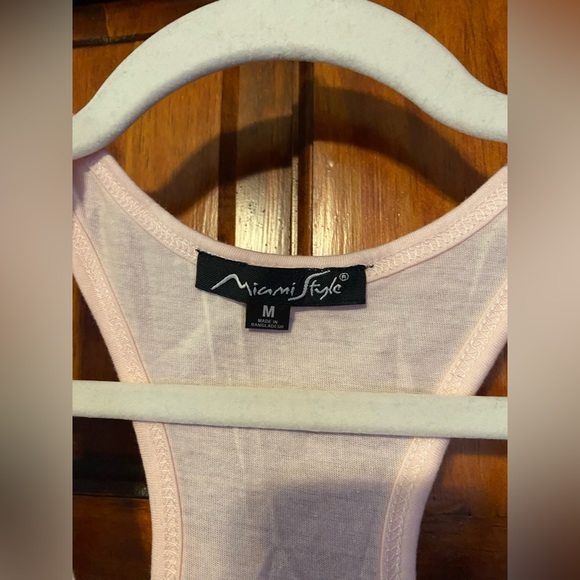 Miami Style Light Baby Pink Virginia Beach Racerback Tank V Neck Cotton Blend M - Picture 4 of 6